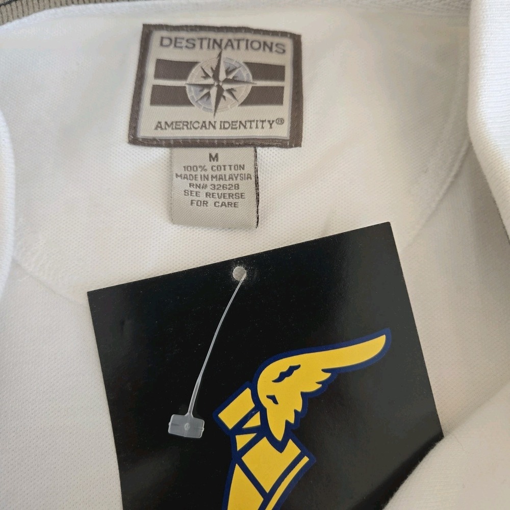 Destinations Polo Shirt Mens Medium White Goodyear Tires Branded 100% Cotton NWT - Picture 9 of 13